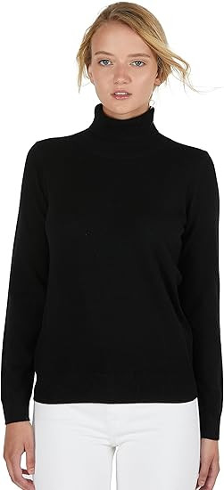 JENNIE LIU Women's 100% Pure Cashmere Long Sleeve Pullover Turtleneck Sweater | Amazon (US)