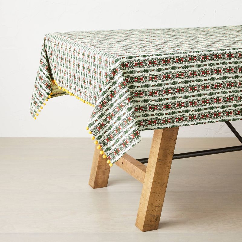 84" x 60" Cotton Lucia Tablecloth Green - Opalhouse™ designed with Jungalow™ | Target