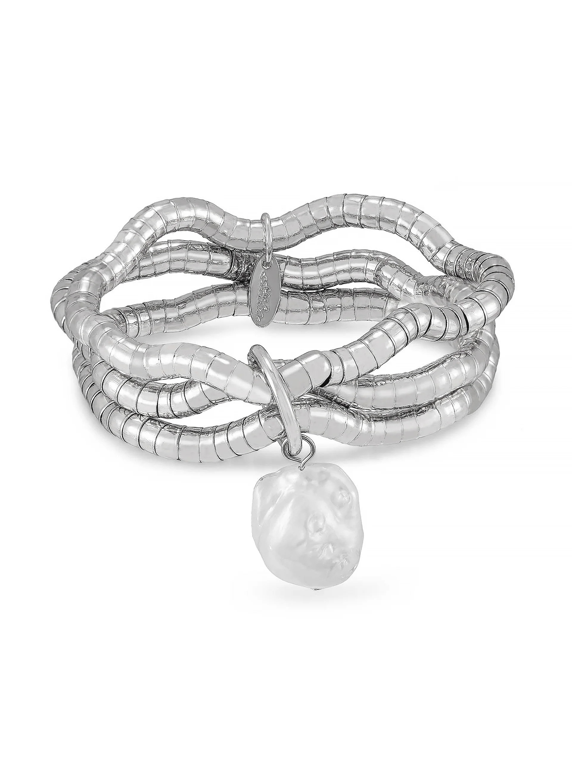 Liquid Gold and Pearl Stretch Bracelet | Ettika