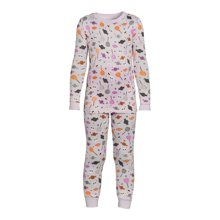 Wonder Nation Girls Halloween Long Sleeve Top and Pant Pajama Set, 2-Piece, Sizes 4-10 | Walmart (US)