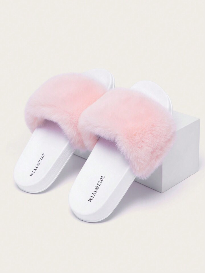 Women's Fashionable Casual Party Outdoor Home Fur Slippers | SHEIN