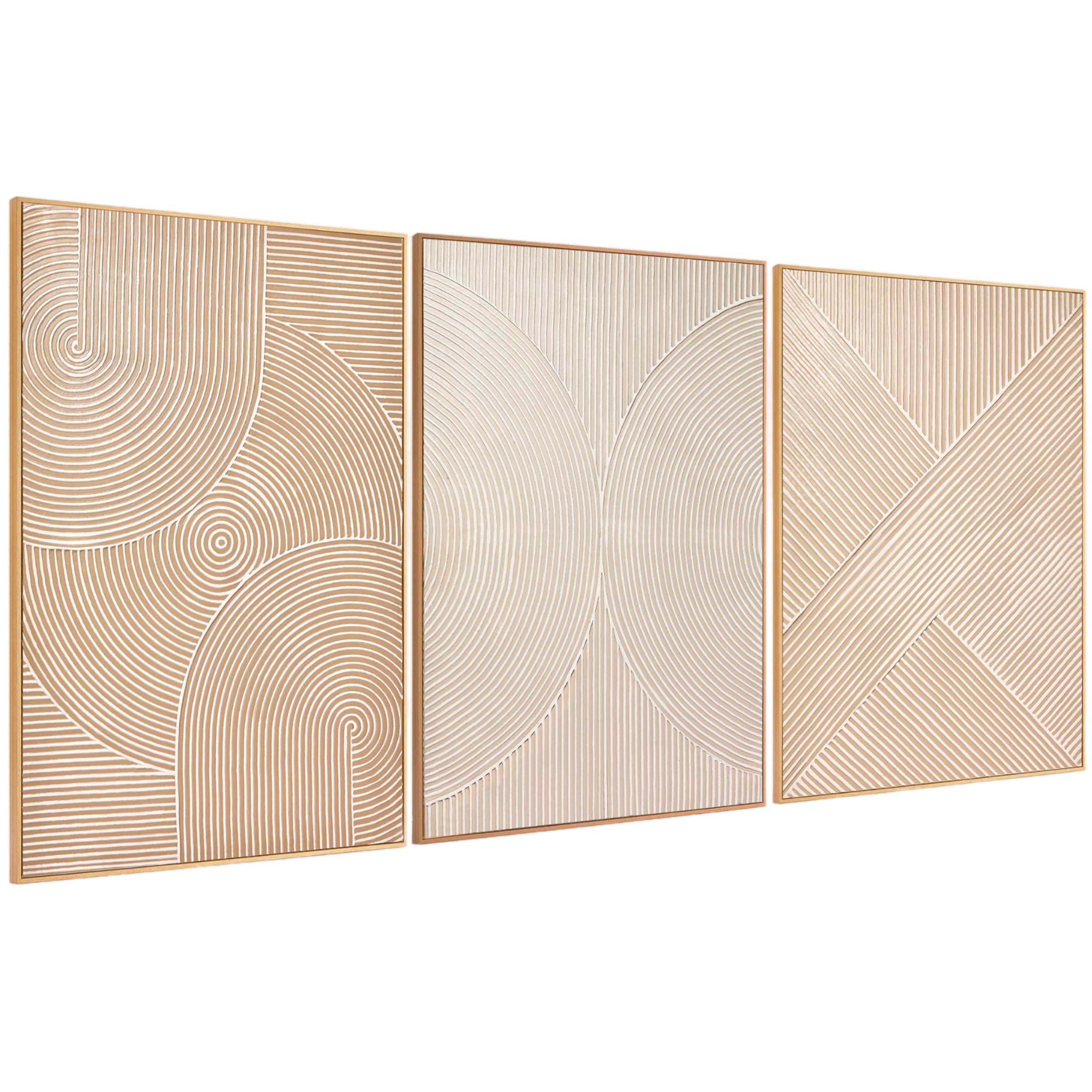 Zessonic Large Textured 3D Wall Art Neutral Set of 3-24"x36" Hand-Painted Abstract Canvas Framed ... | Amazon (US)