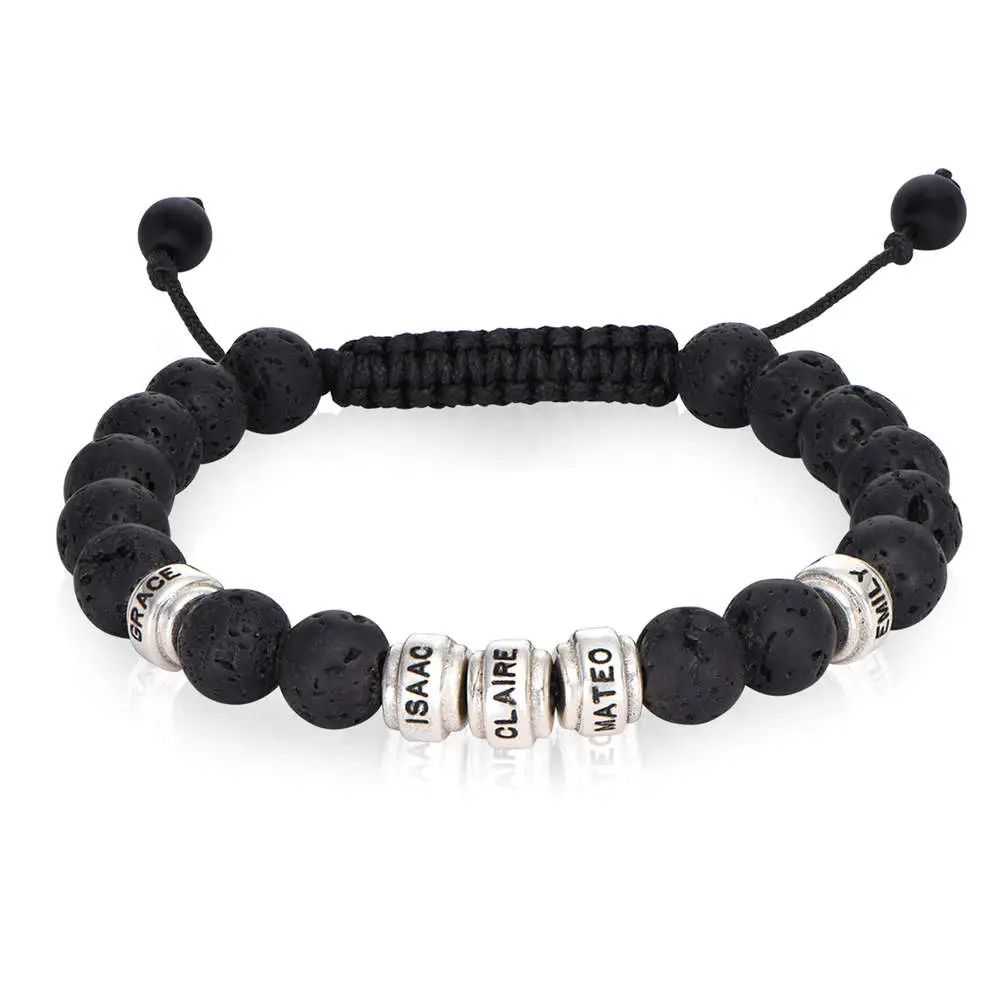 Lava Stones & Custom Beads- Men's Beaded Bracelet | MYKA