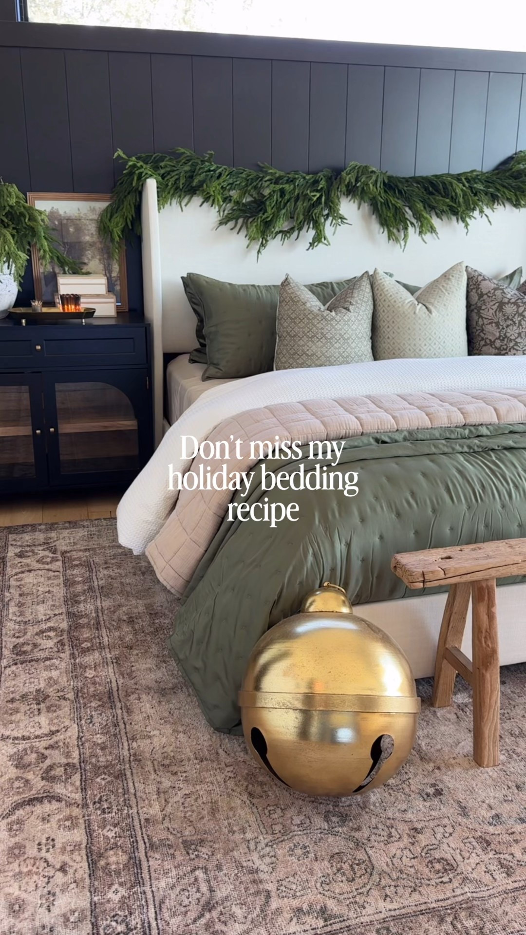 This year’s holiday bedding recipe is all about layering cozy textures and warm tones for that inviting, lived-in look. Everything starts with the Quince Bamboo Sheets in Sand, topped with the Waffle Knit Duvet in White (I use two all-season inserts for that extra-fluffy feel). I mixed in the Mulberry Silk Pillowcases for a soft sheen, then layered the Bamboo Dream Quilt Set in Olive and the Airy Gauze Quilt in Dune for tone and texture. The decorative green pillows are from Woven Nook and Rennah, adding the perfect seasonal contrast.

The rest of the room ties it all together: our upholstered bed in Zuma White, black nightstands under $200, and the Loloi Margot rug are all from Wayfair, finished with the oversized gold bell that gives just the right touch of holiday charm.

holiday bedding ideas, neutral Christmas bedroom, Quince bedding, cozy holiday home, Wayfair bedroom decor, bamboo sheets, waffle duvet, layered bedding, olive and dune bedding, Loloi Margot rug, Woven Nook pillows, Rennah pillows, modern holiday bedroom, warm neutral Christmas decor


#LTKFindsUnder100 #LTKHome #LTKHoliday