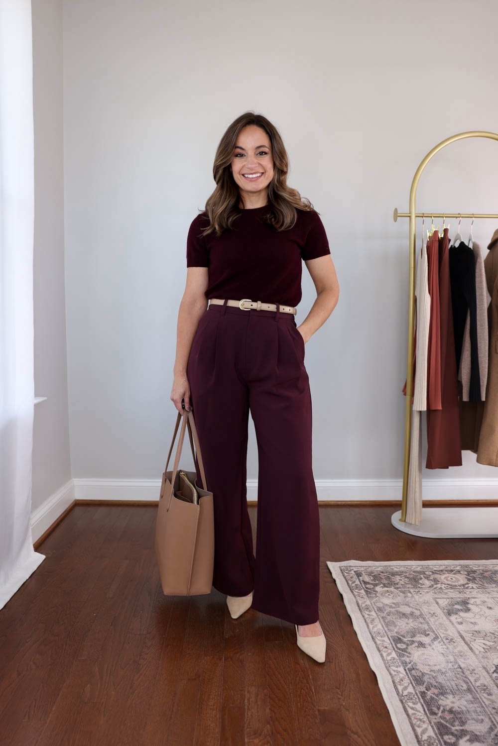 The 2025 fall workwear capsule series: purple wide leg pants six ways! 


Short sleeve sweater (Quince): xs in rich burgundy
Purple pants (Gap): petite 00 / 11” rise / 28” inseam 

My measurements for reference: I’m 4’10” and 105lbs. My bust, waist, and hip measurement is 32”, 24”, and 36”.

#LTKWorkwear #LTKPetite
