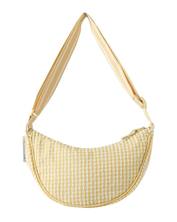 Checkered Crescent Bag Nylon Crossbody Bags for Women - Hobo Shoulder Purse Plaid Lightweight Sli... | Amazon (US)