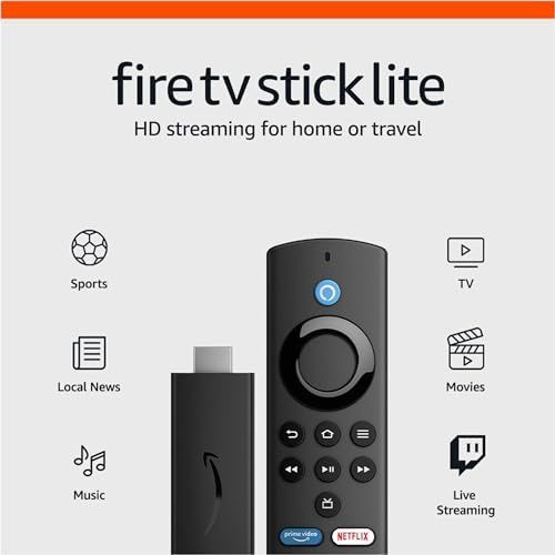 Amazon Fire TV Stick Lite, free and live TV, Alexa Voice Remote Lite, smart home controls, HD str... | Amazon (US)