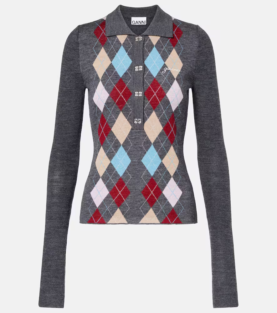 Ganni Polopullover Argyle aus Wolle | Mytheresa (DACH)