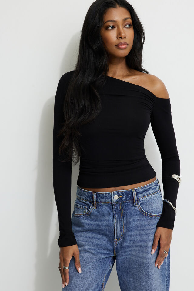 Kat Single Shoulder Jersey Top | Dynamite Clothing