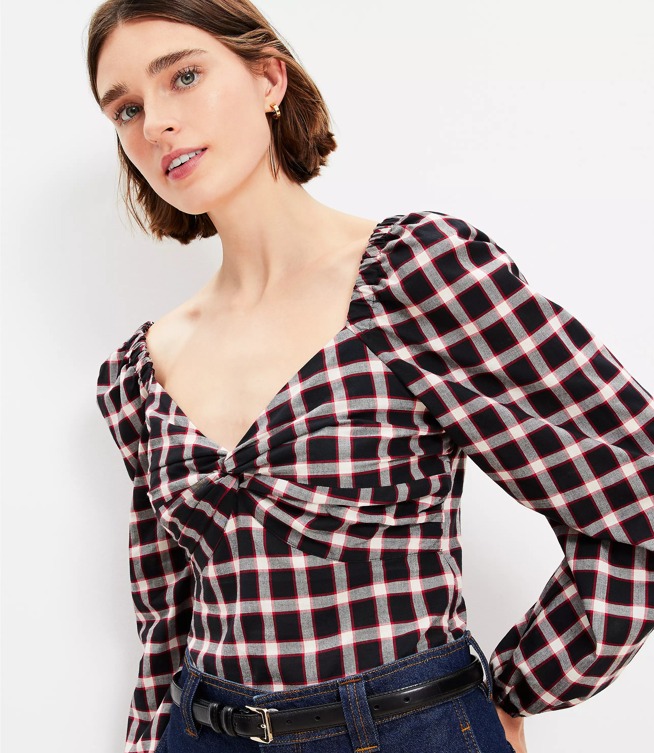 Plaid Sweetheart Blouse | LOFT