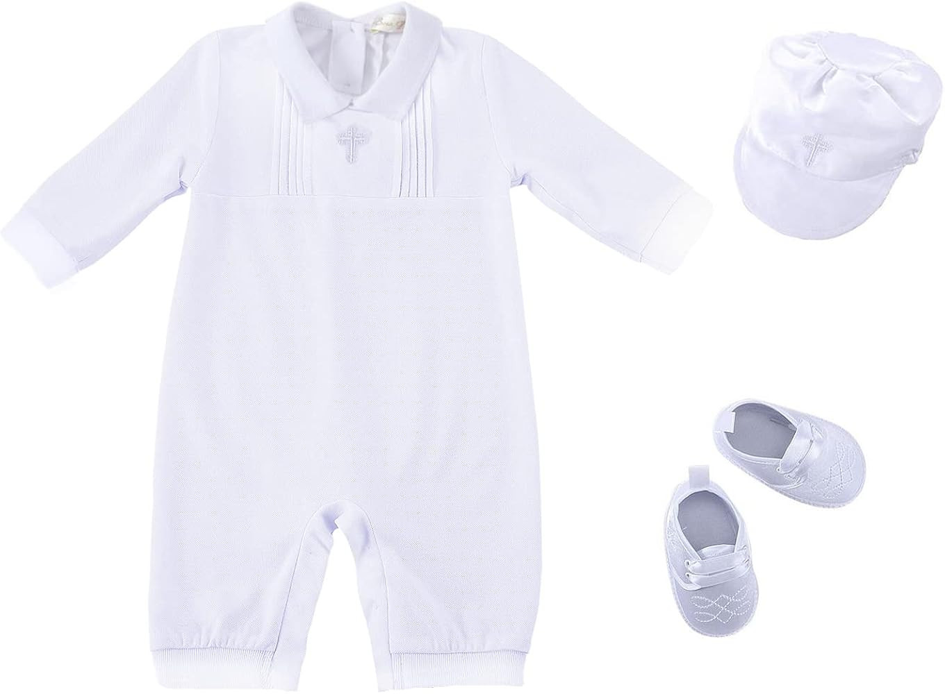 Bow Dream 3 pcs Baby Boy Baptism Outfit with Hat and Shoes | Amazon (US)