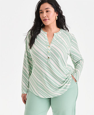 I.N.C. International ConceptsPlus Size Split-Neck Top | Macy's