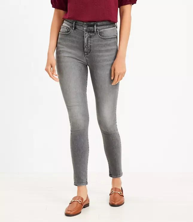 High Rise Sculpt Jeggings in Light Grey Wash | LOFT