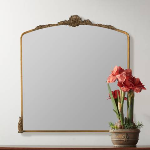 Adeline Antique Gold 38" x 39" Ornate Wall Mirror - #777H6 | Lamps Plus | Lamps Plus