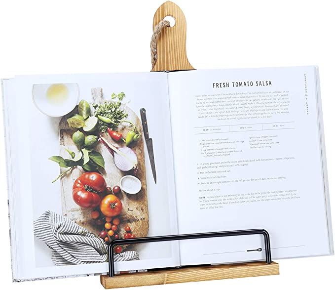 Soligt Cookbook Stand for Kitchen Counter Adjustable iPad Tablet Recipe Book Holder Rustic Wood C... | Amazon (US)
