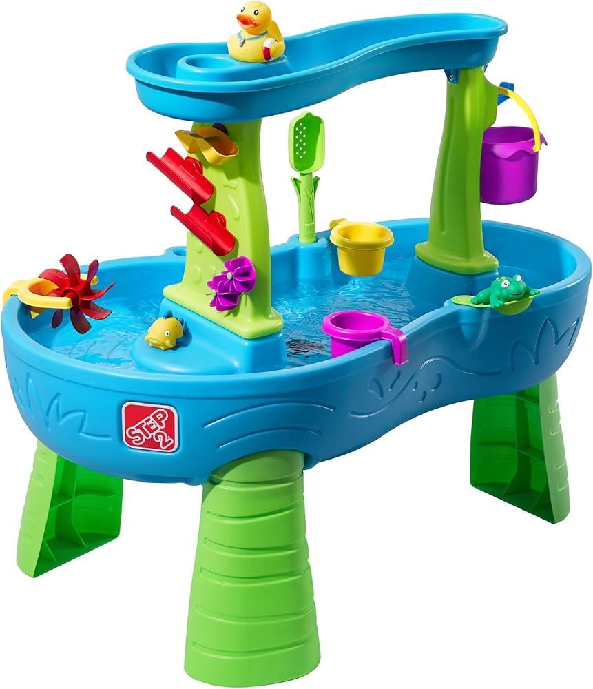 Step2 Rain Showers Splash Pond Toddler Water Table, Outdoor Kids Water Sensory Table, Ages 1.5+ Years Old, 13 Piece Water Toy Accessories, Blue & Green | Amazon (US)