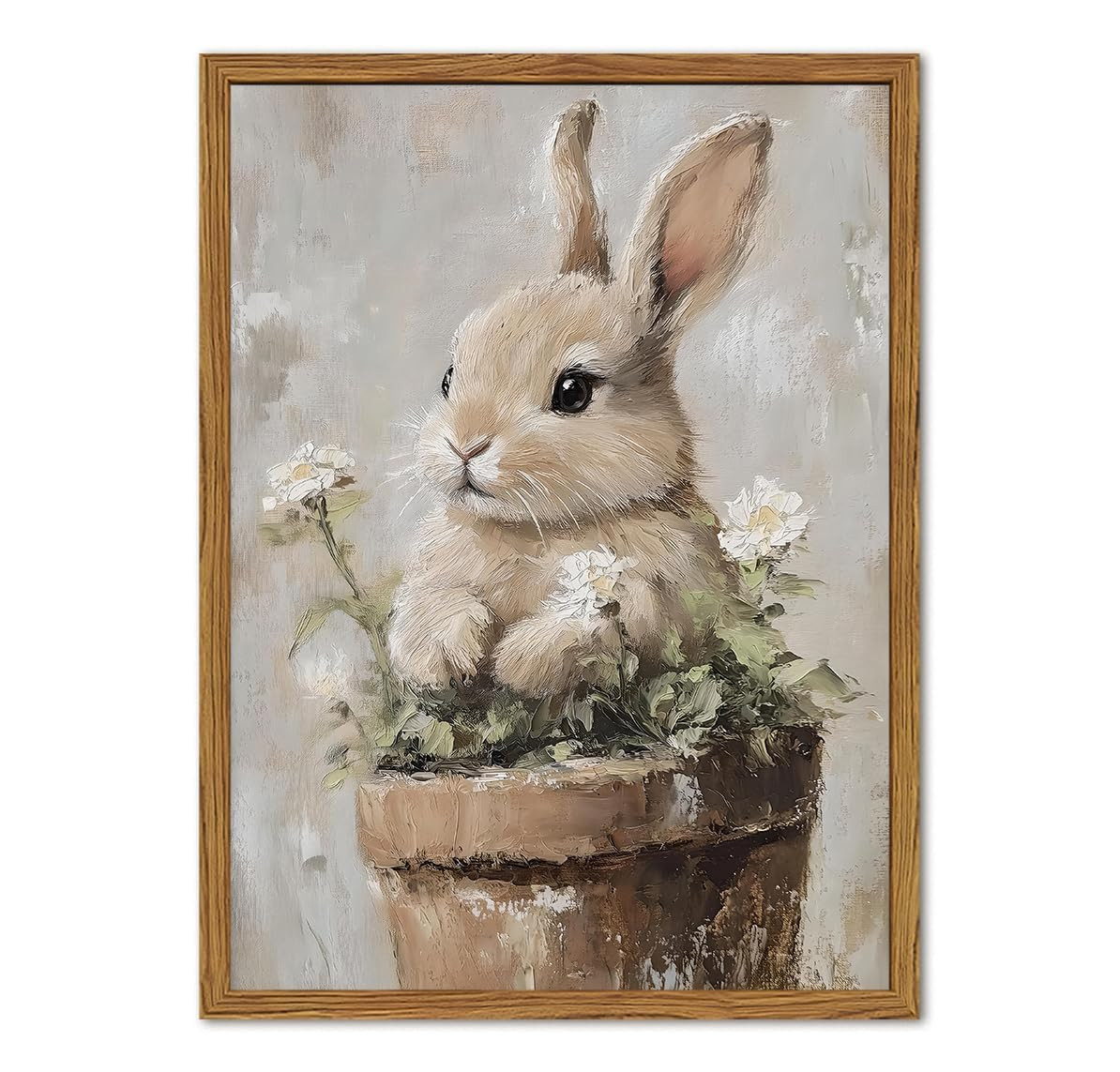 Framed Vintage Easter Bunny Wall Art, Cute Cottagecore Rabbit Floral Pictures Wall Decor, Spring ... | Amazon (US)