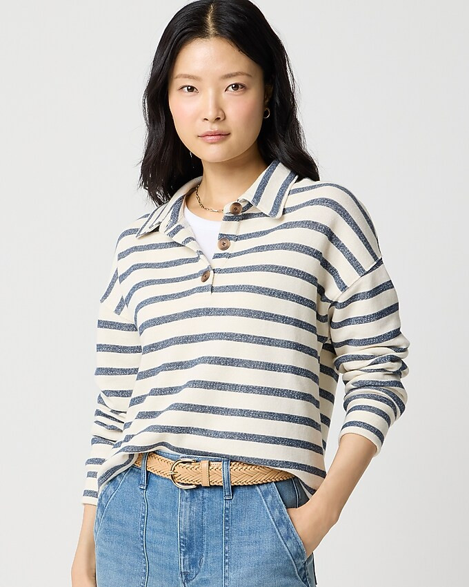 Striped collared terry sweatshirt | J.Crew Factory