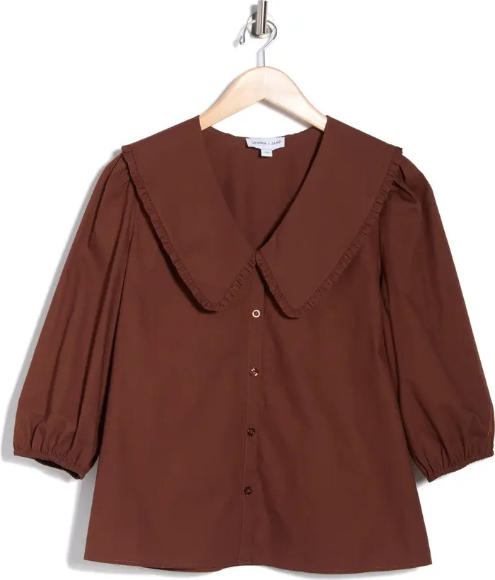 Gemma + Jane Peter Pan Collar Three-Quarter Sleeve Top | Nordstromrack | Nordstrom Rack