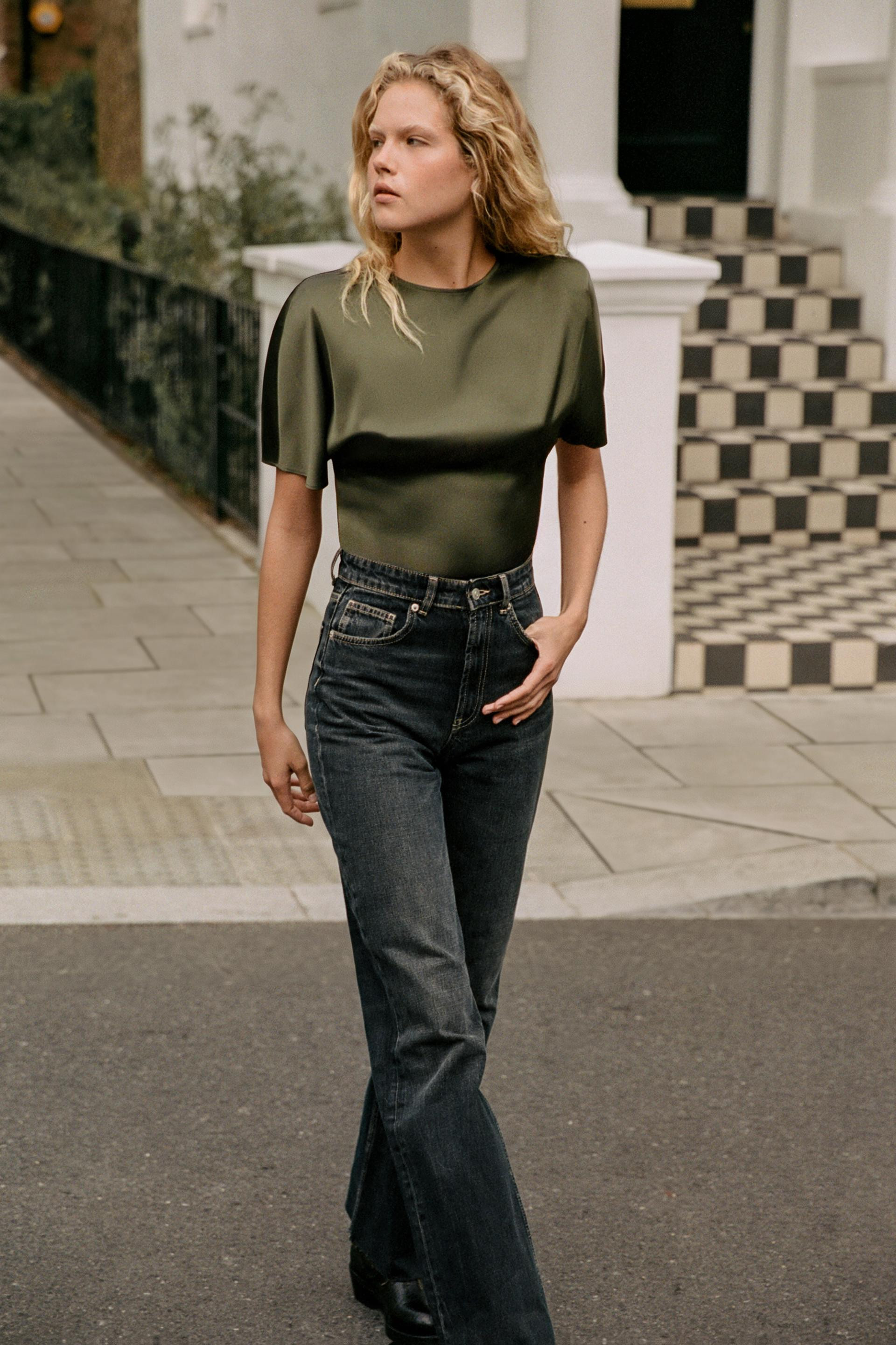 Zara - Trf High-Waisted Wide Leg Jeans - Navy Blue - 31 (Us 12) - Woman | Zara US