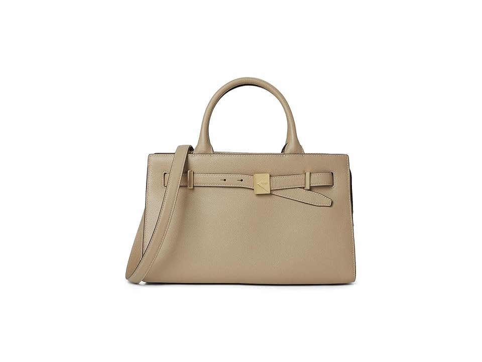 Kate Spade New York Deco Pebbled Leather Satchel Satchel Women's Handbags Timeless Taupe | Zappos