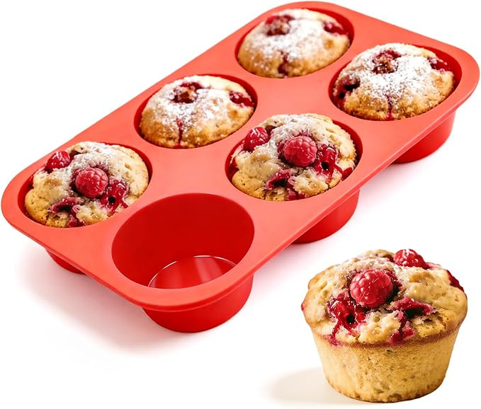 Jumbo Muffin Pan, 3.5 Inch Large Muffin Pan 6 Cup Silicone Jumbo Cupcake Tin for Baking Food Grad... | Amazon (US)