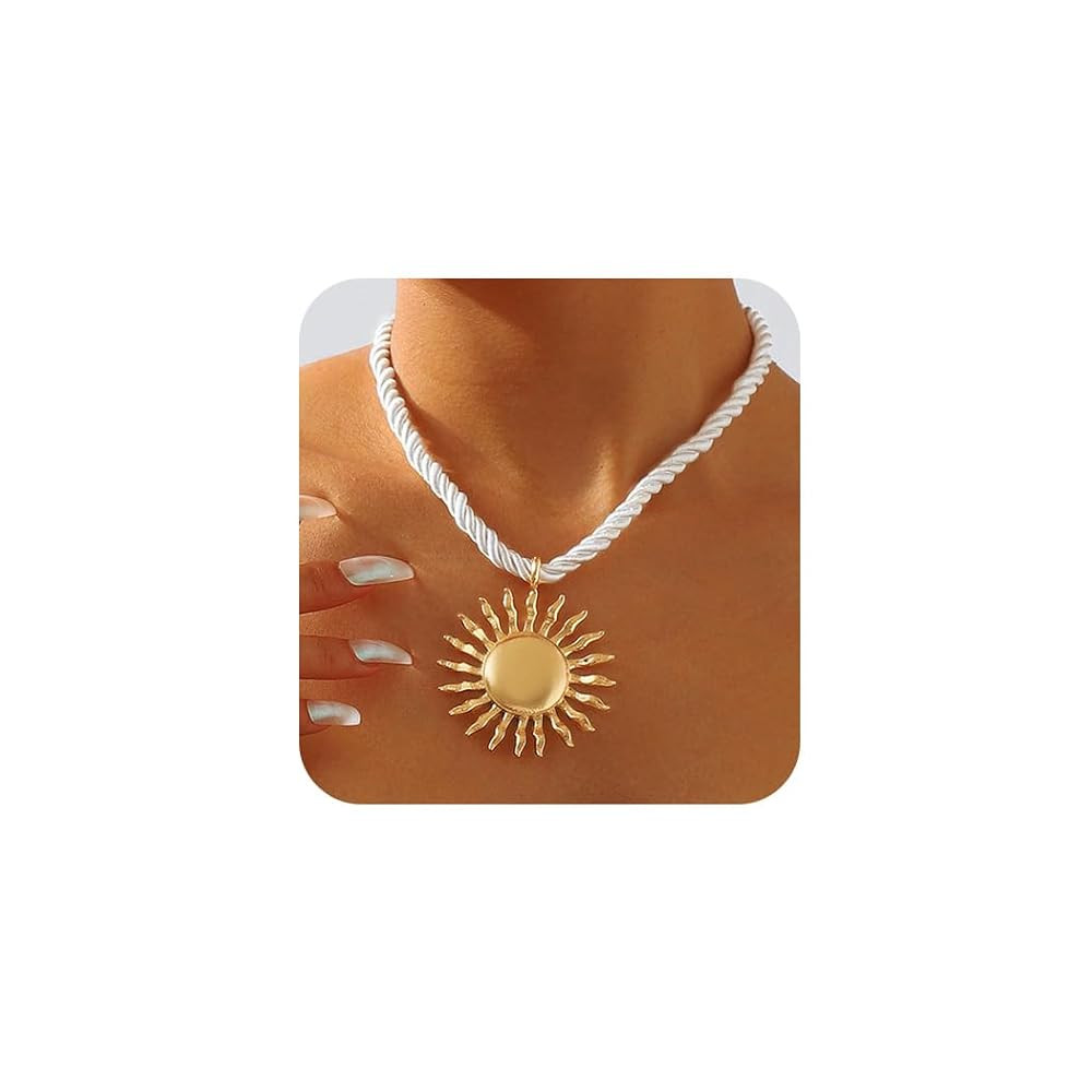 Tgirls Boho Gold Necklace for Women Big Starfish Pendant Necklaces Sun Choker Necklace Chunky Con... | Amazon (US)