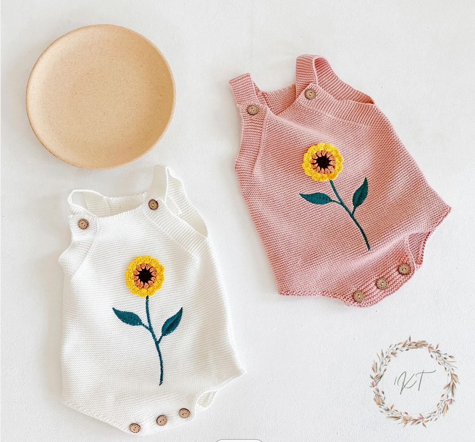 Knitted Sunflower Romper  Boho Baby  100% Organic Cotton  | Etsy | Etsy (US)