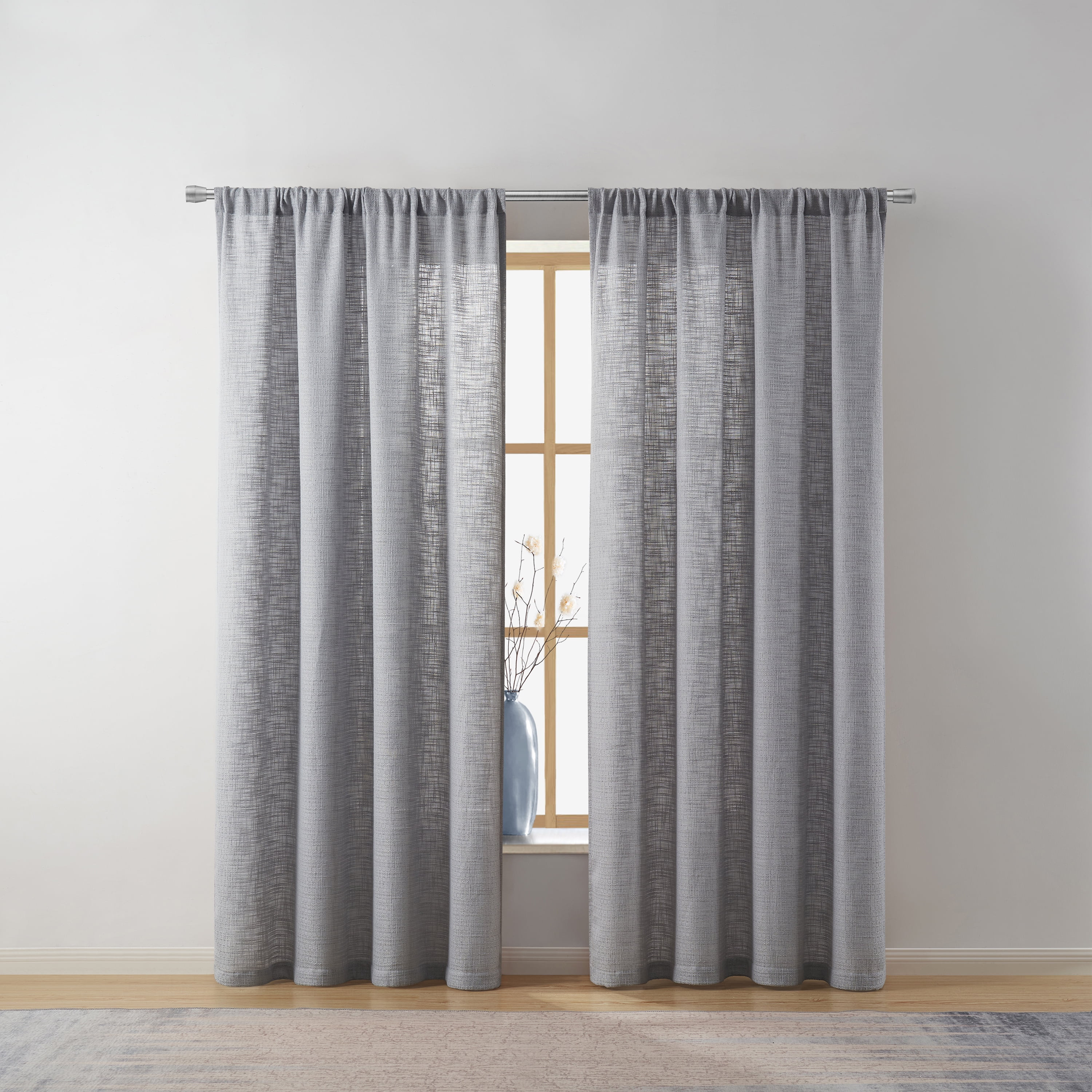 Better Homes & Gardens Woven Slub Rod Pocket Light Filtering Curtain Panel, 1-Piece, Gray, 52" W ... | Walmart (US)