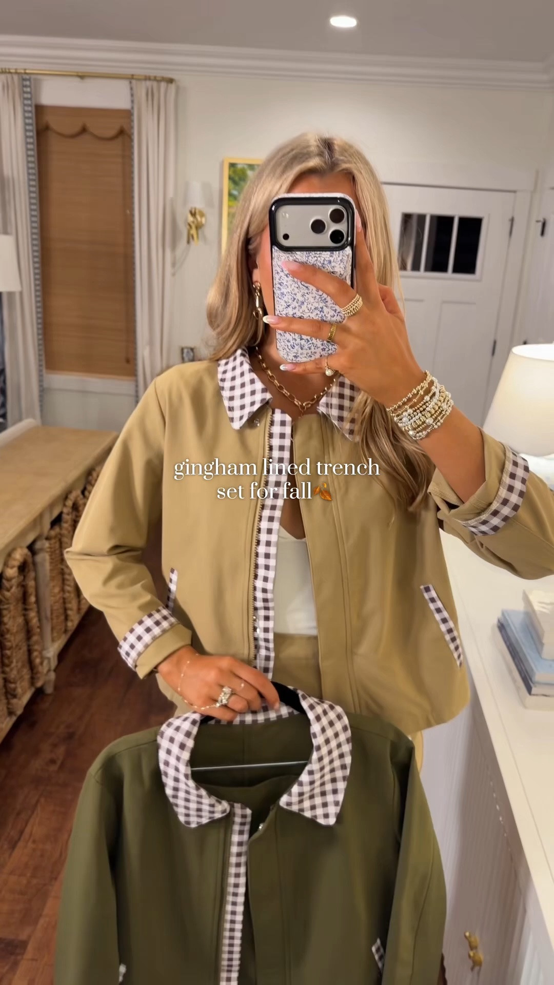 The cutest gingham lined trench + skirt set for fall the little gingham details make this SO good!!🤎🍂 comes in two colors & the pieces are so cute styled together or separately! I’m 5’9” wearing a size medium M 🫶🏻
#falloutfit #fallfashion #fallstyle #womensfashion #gingham

#LTKU #LTKSeasonal #LTKootd