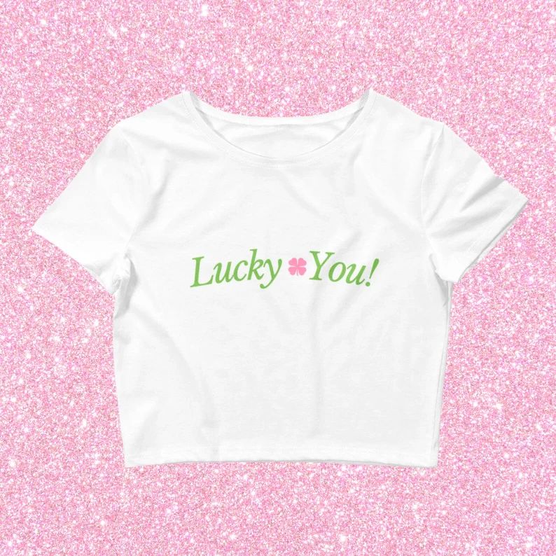 Lucky You St Pattys Crop Top Baby Tee, Clover Shamrock St Patricks Cropped Shirt - Etsy | Etsy (US)