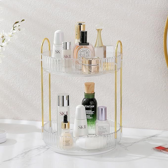 Rotating Makeup Organizer for Vanity, Skincare Make Up Storage Perfume Organizers for bathroom co... | Amazon (US)