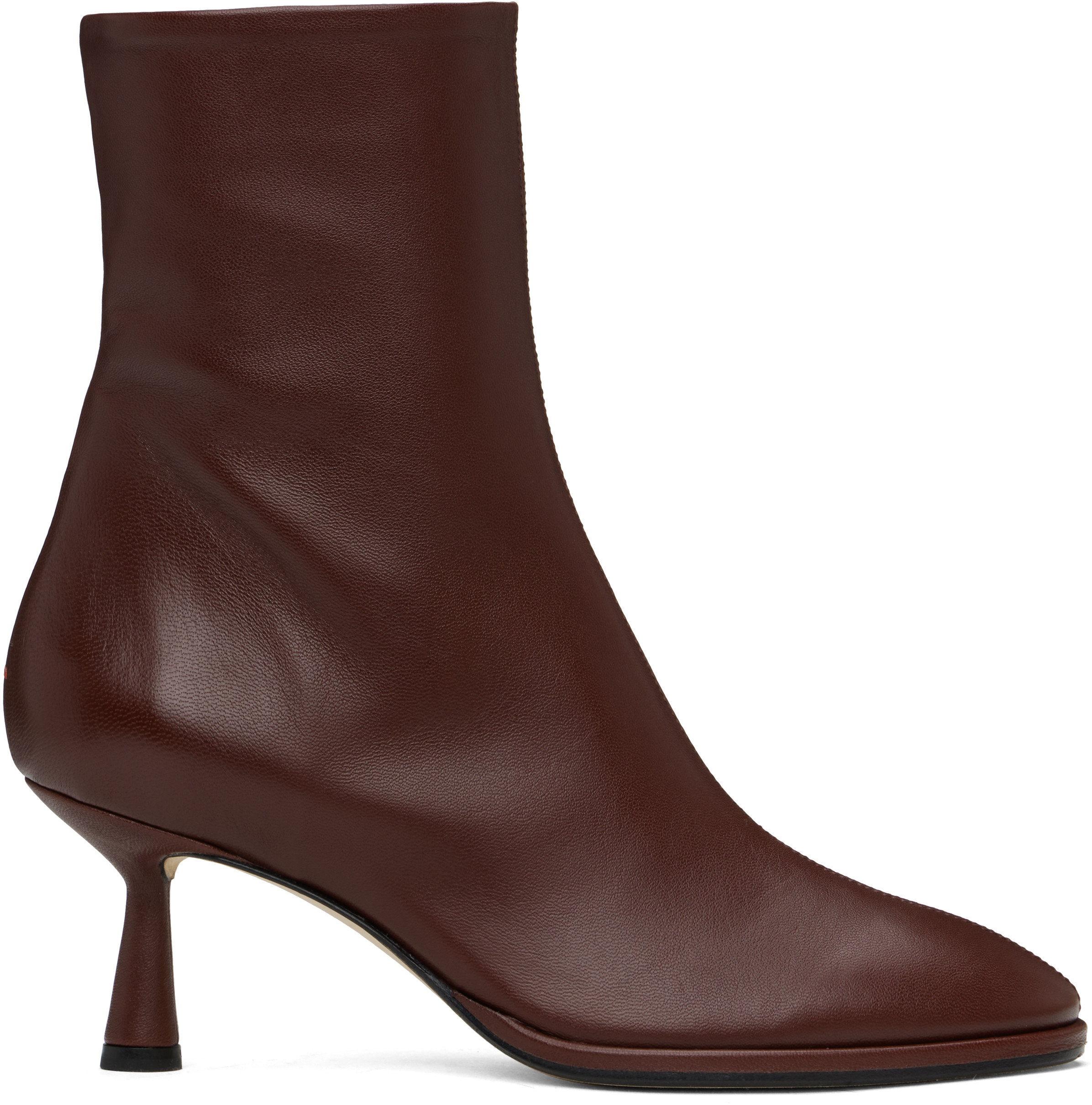 Aeyde Burgundy Dorothy Leather Ankle Boots | SSENSE