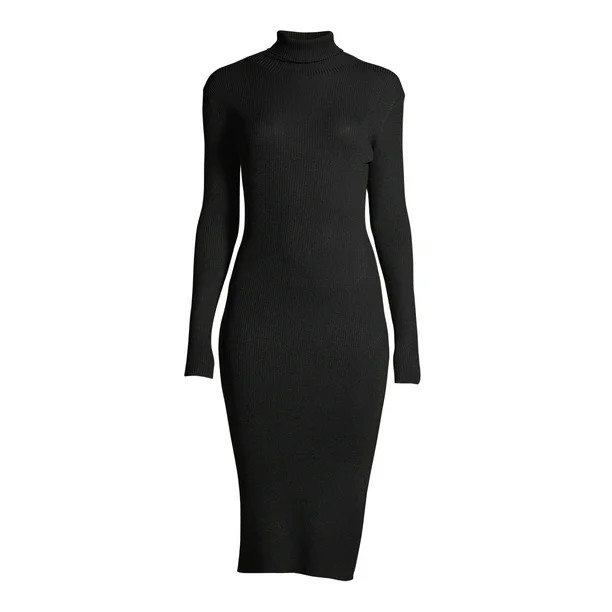 Sofia Jeans by Sofia Vergara Women’s Turtleneck Midi Dress with Side Slit | Walmart (US)