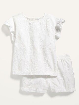 Flutter-Sleeve Eyelet Top and Shorts Set for Baby | Old Navy (US)