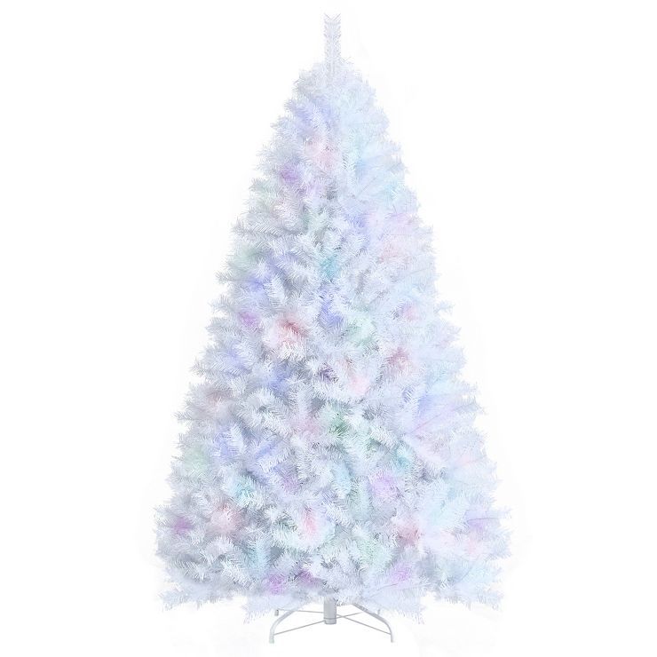 Costway 7ft White Iridescent Tinsel Artificial Christmas Tree with 1156 Branch Tips | Target
