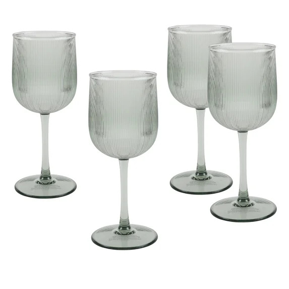 Better Homes & Gardens 4-Piece Green Ribbed Tritan Wine Glass Set | Walmart (US)
