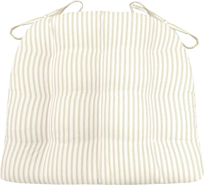 Barnett Home Decor Ticking Stripe Natural Dining Chair Pad with Ties - 19 x 19 Size Large Chair C... | Amazon (US)