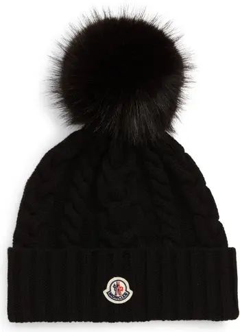 Moncler Cable Knit Wool & Cashmere Pom Beanie | Nordstrom | Nordstrom