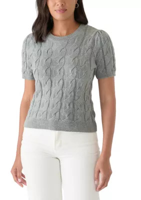 Women's Short Sleeve Cable Knit Crew Neck Sweater | Belk