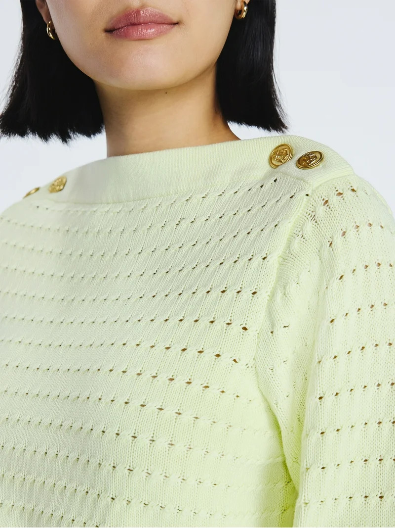 Free Assembly Women's Button Shoulder Sweater with Long Sleeves, Sizes XS-XXL | Walmart (US)