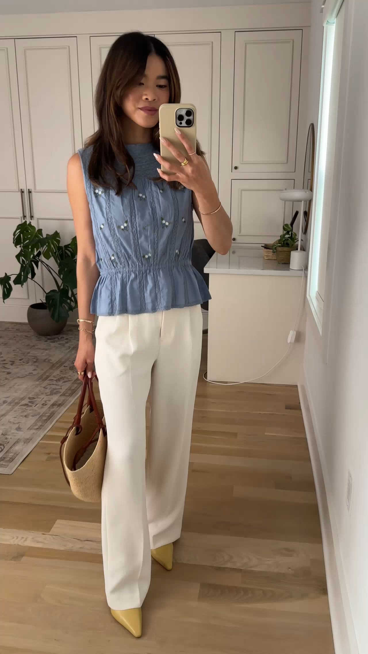 Sizing info:
•Blue tank size 2 in Contrasting Ecru Embroidery on Sky Blue Background 
•White pants size 0 in White 

petite fashion, get dressed with me, outfit inspiration, ootd, nashville outfit, Nashville influencer, petite style, vacation style, casual outfits, mom style, petite pants, spring outfits, spring outfit info, spring pants, spring outfit idea, spring top, spring bag, spring tank, spring shoes, summer pants, petite pants, cropped pants, aritzia pants 
@Aritzia 
 

#LTKPetite #LTKootd #LTKSeasonal