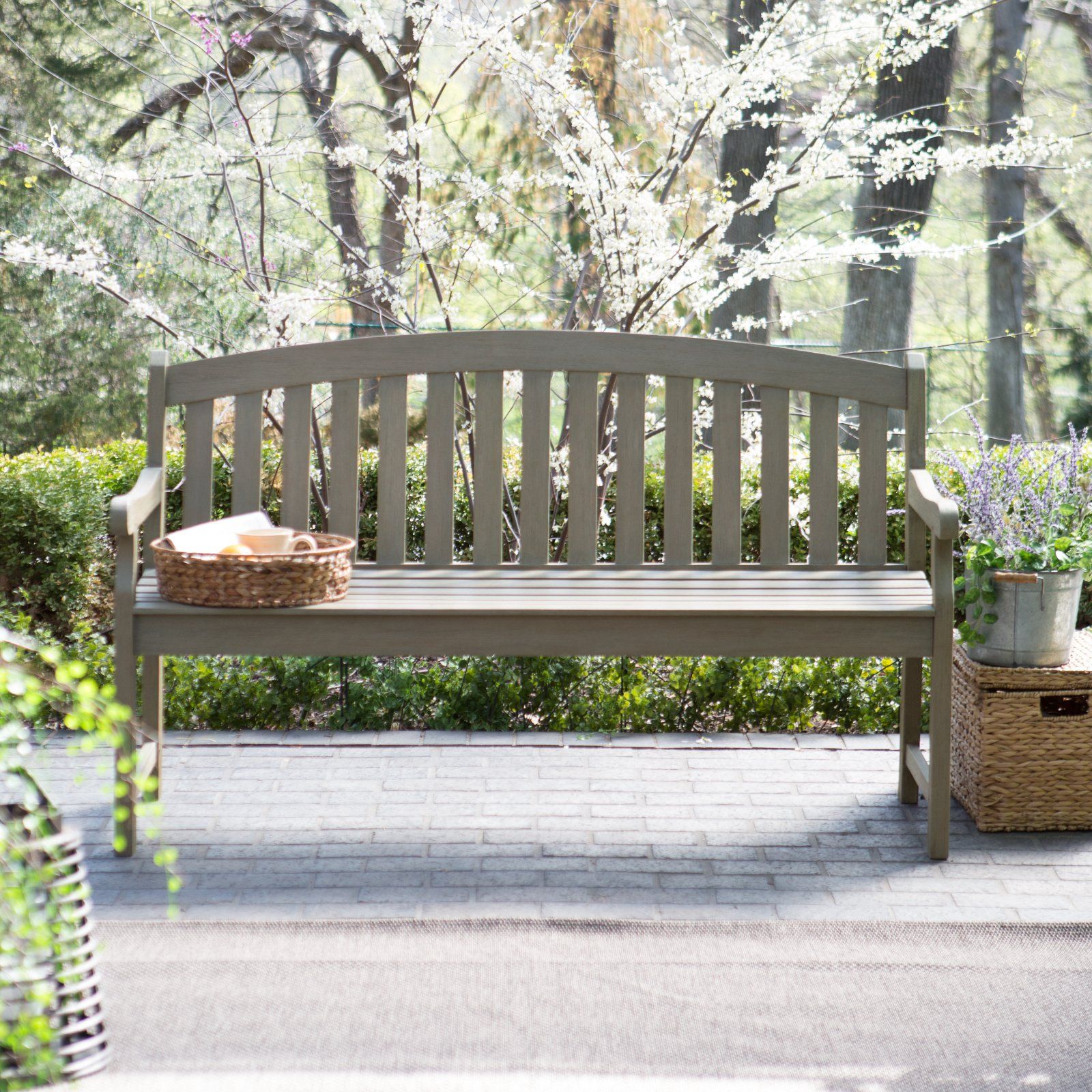 Coral Coast Amherst Curved Back 5 ft. Outdoor Wood Garden Bench - Driftwood | Walmart (US)