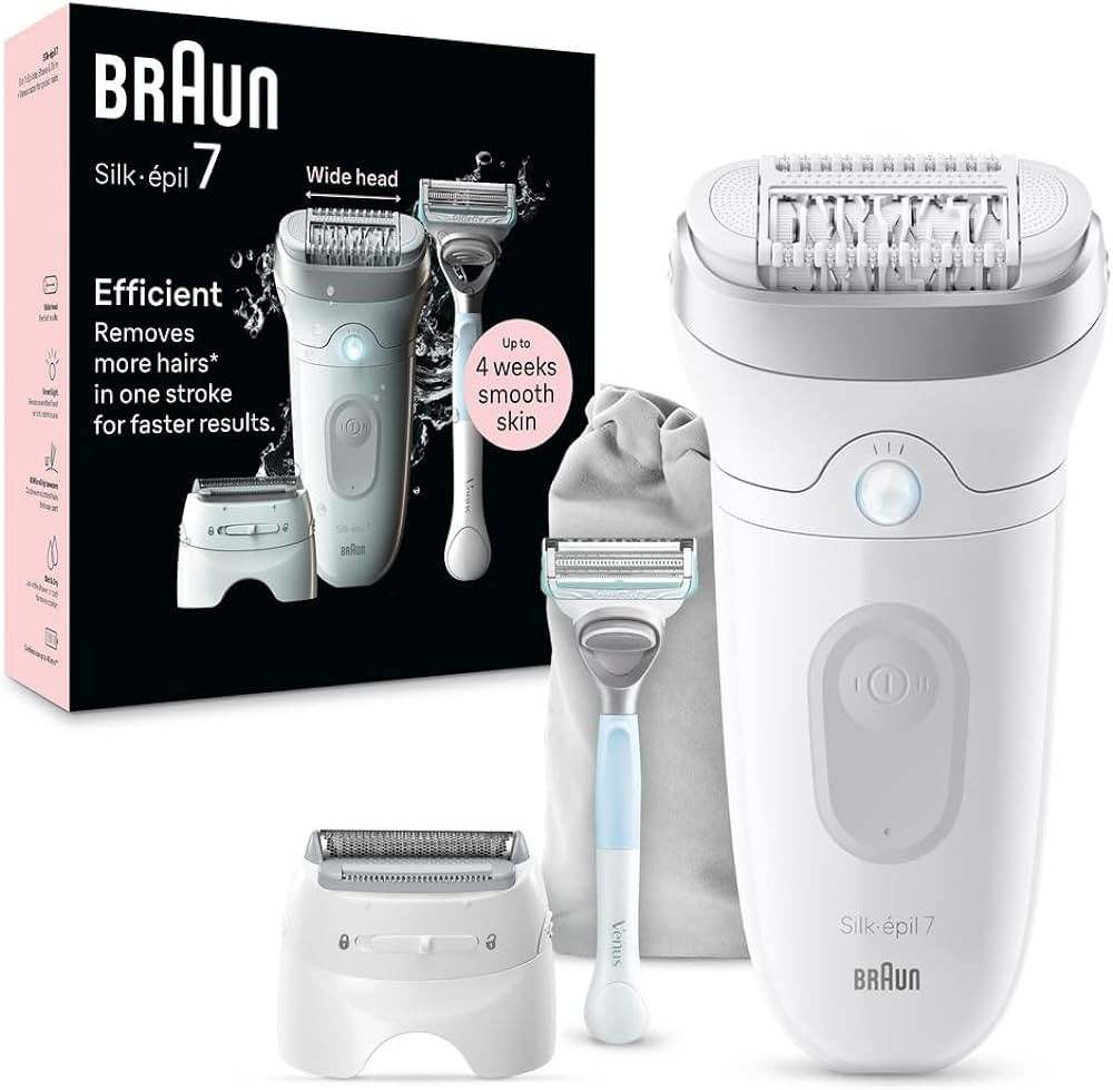 Braun Silk-épil 7 Epilator, Wet & Dry, Lasting Smooth Skin, SE7-141 | Amazon (US)