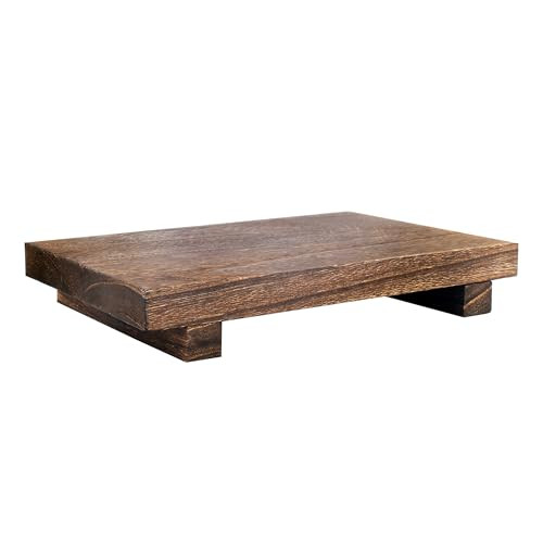 Zlylefun Rustic Wood Riser Tray for Kitchen Sink - Bathroom Soap Stand and Display for Bottles, Candles, Dishes - Brown, 9 x 6 Inch | Amazon (US)