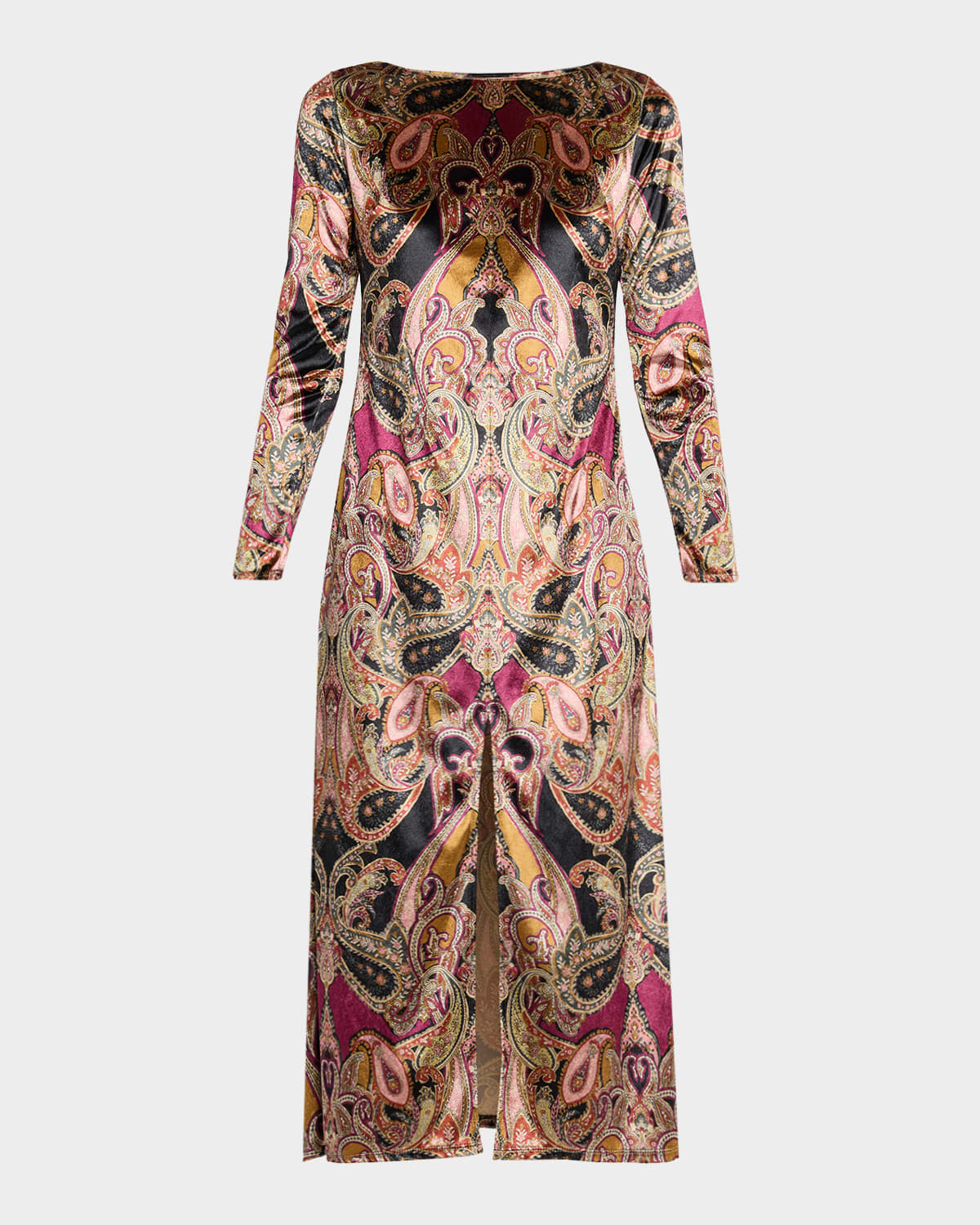 Goldie Paisley Velvet Midi Dress | Neiman Marcus