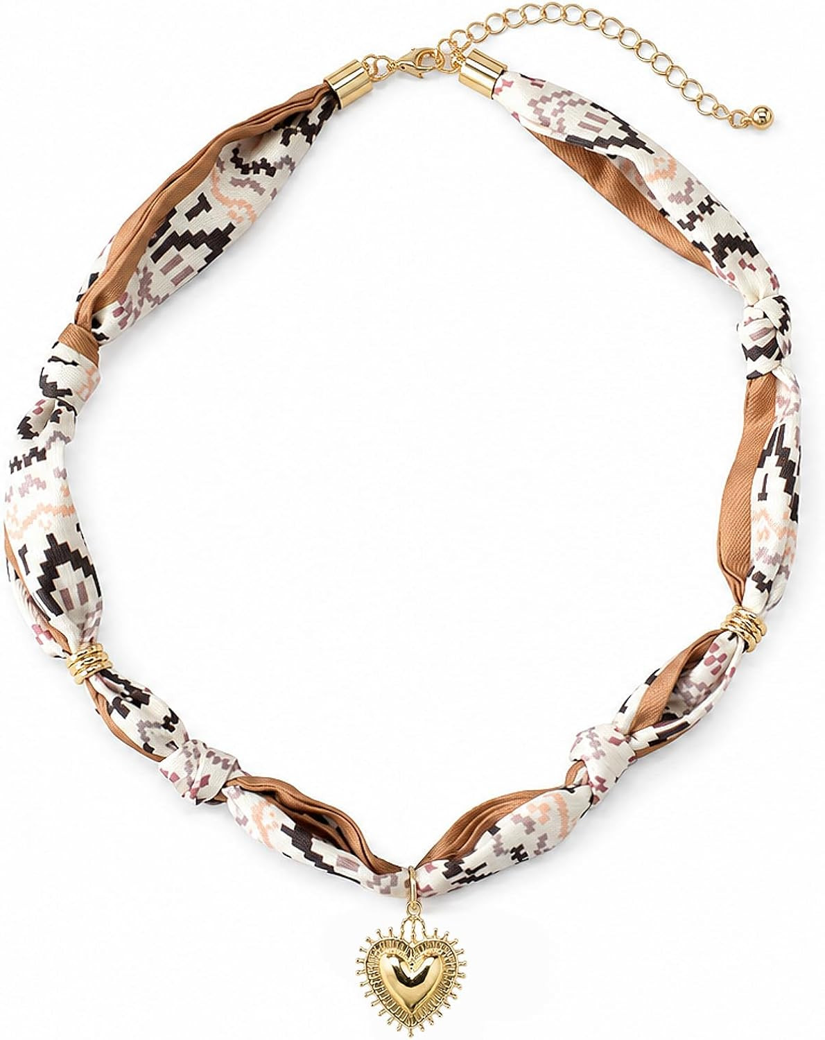 Glowave Scarf Necklace for Women, Bandana Necklaces with Heart Charm | Amazon (US)