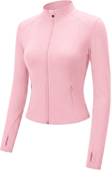 LOMON Women Workout Jacket Lightweight Zip Up Cropped Athletic Slim Tops | Amazon (US)
