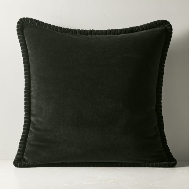 Brye Dark Green Velvet Throw Pillow Cover 26""x26 | CB2