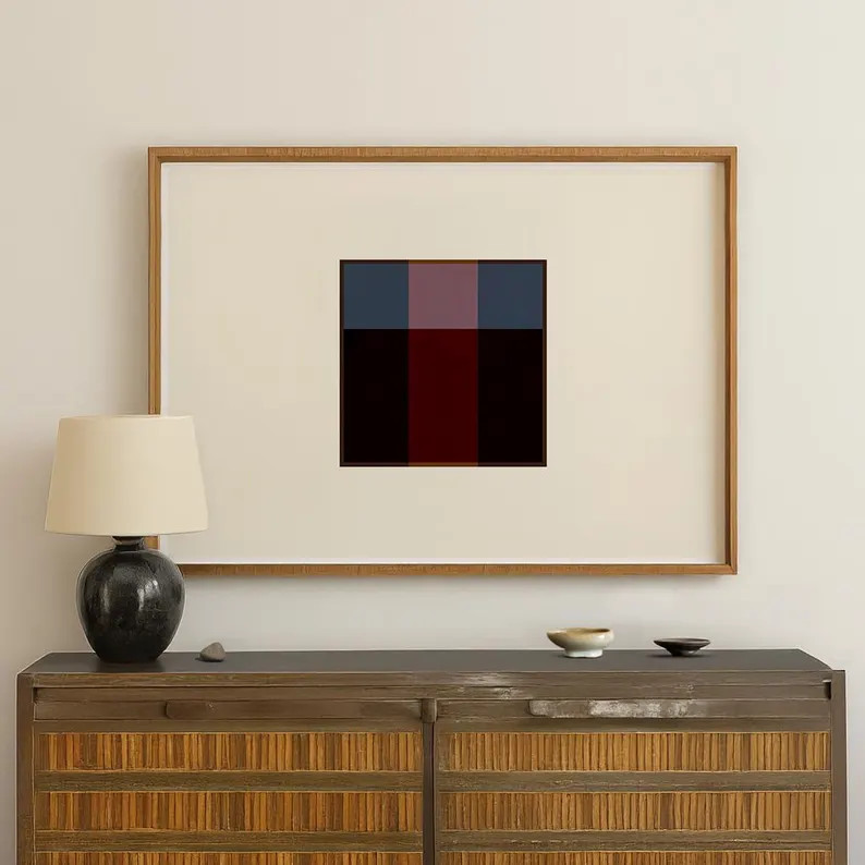 Geometric Abstract Art Print: Deep Red & Blue Mid-Century Modern | Etsy (Global)